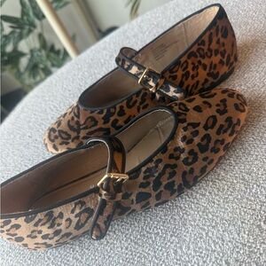 Joie Brown Leopard Print Mary Jane Flats